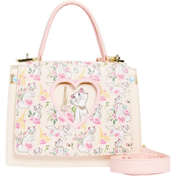 Aristocats Duchess Paris Floral AOP Crossbody Faux Leather Gold Hardware